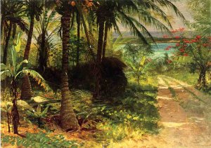 Tropical Landscape With Fishing Boats In Bay