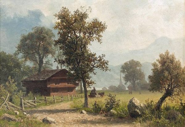 Sommerliche Landschaft mit Bauernhaus