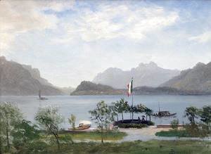 Albert Bierstadt - Lakeshore In Northern Italy,  c 1855