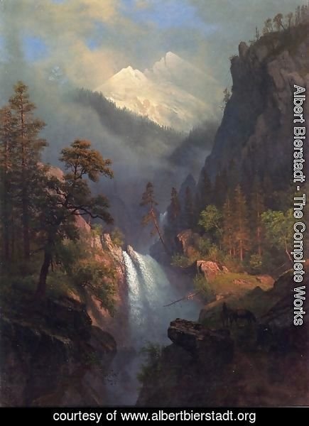 Albert Bierstadt - Cascading Falls at Sunset